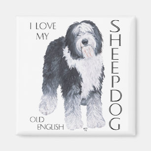 Ik hou van mijn oude Engelse Sheepdog Magneet