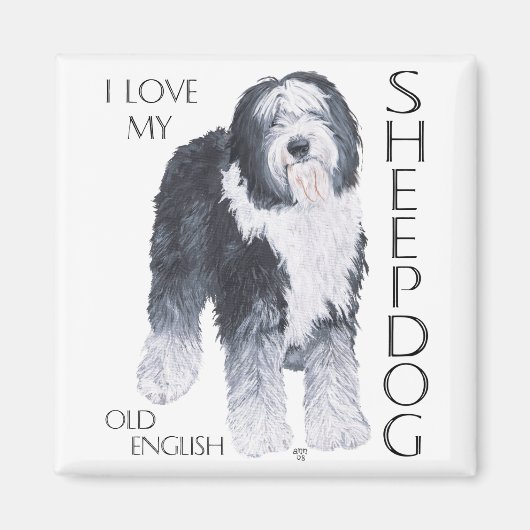 Ik hou van mijn oude Engelse Sheepdog Magneet (Voorkant)