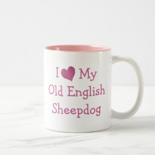 Ik hou van mijn oude Engelse Sheepdog Tweekleurige Koffiemok