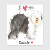 Ik hou van mijn Oudengelse Sheepdog Vinyl Sticker (Vel)