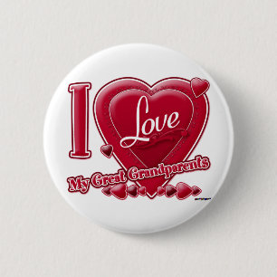 Ik hou van mijn overgrootouders rood - hart ronde button 5,7 cm