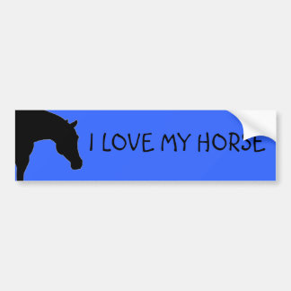 "IK HOU VAN MIJN PAARD" blauwe bumpersticker