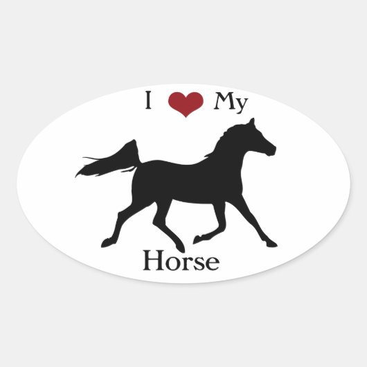 Ik hou van mijn paard ovale Sticker #2 (Voorkant)