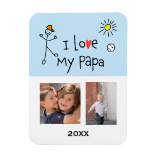Ik hou van mijn papa 2 foto aangepaste magneet