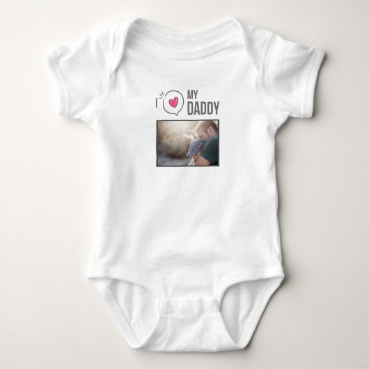 IK HOU VAN MIJN PAPA BABY KLEDING AANGEPASTE FOTO ROMPER (Voorkant)