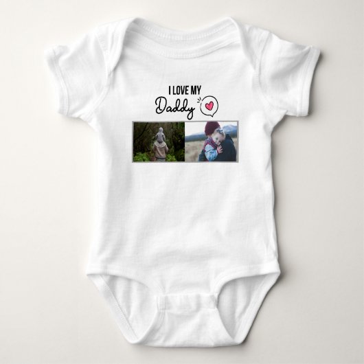 IK HOU VAN MIJN PAPA BABY KLEDING AANGEPASTE FOTO ROMPER (Voorkant)