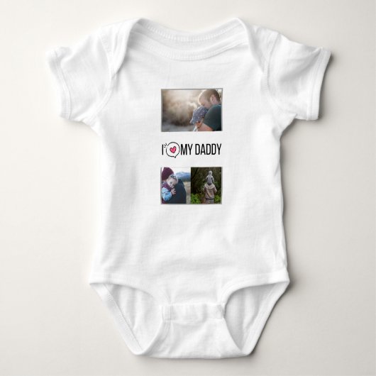IK HOU VAN MIJN PAPA BABY KLEDING AANGEPASTE FOTO ROMPER (Voorkant)