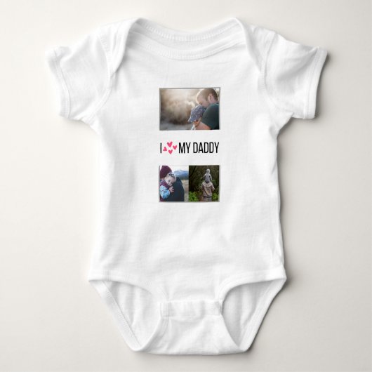 IK HOU VAN MIJN PAPA BABY KLEDING AANGEPASTE FOTO ROMPER (Voorkant)