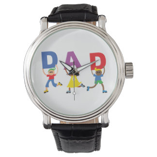 Ik hou van mijn papa - Zwart  Leather Watch Horloge