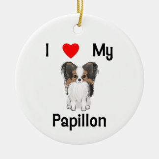 Ik hou van mijn Papillon (afbeelding) Keramisch Ornament