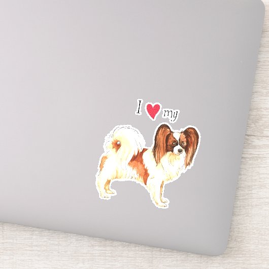 Ik hou van mijn Papillon Vinyl Sticker (Detail)