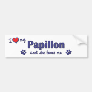 Ik hou van mijn papillon (Vrouw Dog) Bumpersticker