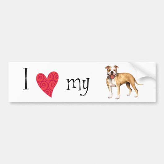 Ik hou van mijn Pit Bull Terrier Bumpersticker (Voorkant)