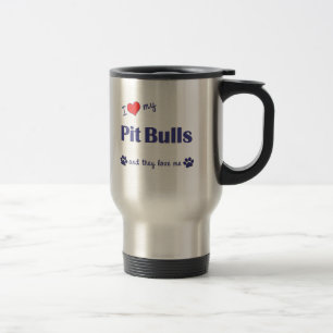 Ik hou van mijn pit bulls (meerdere honden) reisbeker