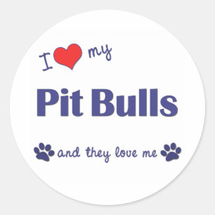 Ik hou van mijn pit bulls (meerdere honden) ronde sticker