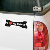 Ik hou van mijn Pitbull - Dog Bone Bumpersticker (Op Truck)