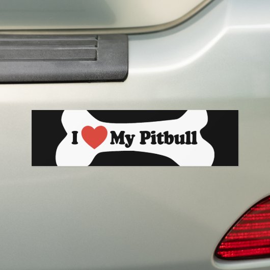 Ik hou van mijn Pitbull - Dog Bone Bumpersticker (Op auto)