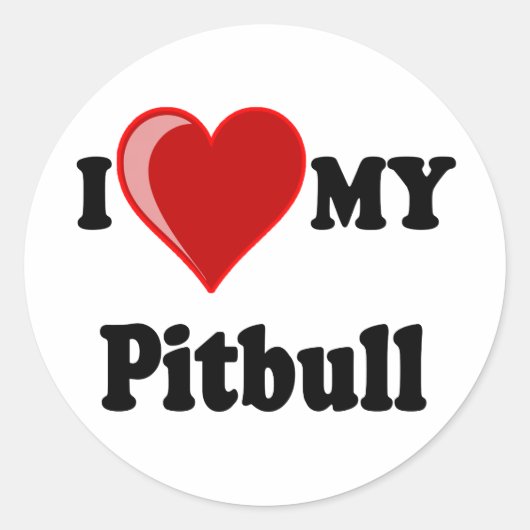 Ik hou van mijn Pitbull Dog Ronde Sticker (Voorkant)