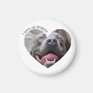 Ik hou van mijn pitbull hond aangepaste foto magneet