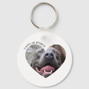 Ik hou van mijn pitbull hond aangepaste foto sleutelhanger