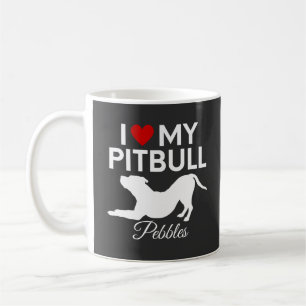Ik hou van mijn pitbull hond aangepaste naam tekst koffiemok