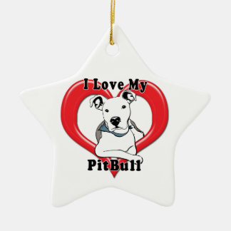 Ik hou van mijn PitBull Logo Keramisch Ornament