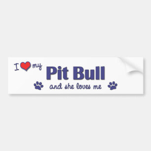 Ik hou van mijn pitbull (Vrouw Dog) Bumpersticker