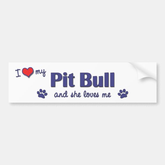 Ik hou van mijn pitbull (Vrouw Dog) Bumpersticker (Voorkant)
