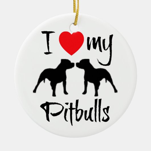 Ik hou van mijn pitbulls keramisch ornament (Voorkant)