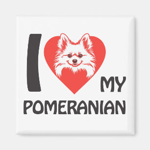 Ik hou van mijn Pomeranian - Schattige donzig Hond Magneet