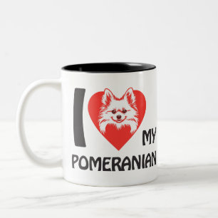 Ik hou van mijn Pomeranian - Schattige donzig Hond Tweekleurige Koffiemok