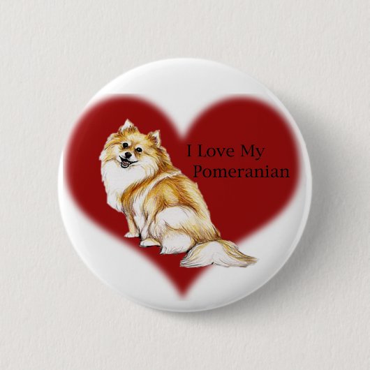 "Ik hou van mijn pommeren" Dog Art Button (Voorkant)