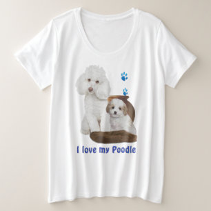 Ik hou van mijn poodle vrouwen t-shirts