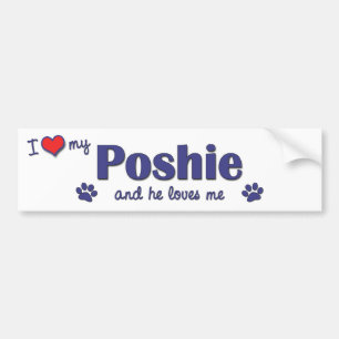 Ik hou van mijn poshie (mannelijke hond) bumpersticker