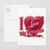 Ik hou van mijn prinses rood - hart briefkaart (Voorkant / Achterkant)