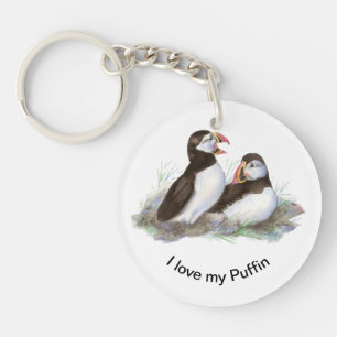 Ik hou van mijn Puffin Fun Quote Puffin Bird Art Sleutelhanger