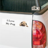 Ik hou van mijn pug bumpersticker (Op Truck)