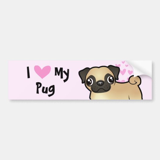 Ik hou van mijn pug bumpersticker (Voorkant)