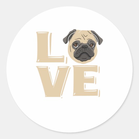 Ik hou van mijn pug-cadeaus voor pug-overs ronde sticker (Voorkant)