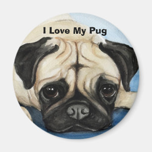 "Ik hou van mijn pug" Dog Art Magnet Magneet