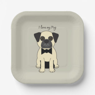 Ik hou van mijn Pug Papieren Bordje