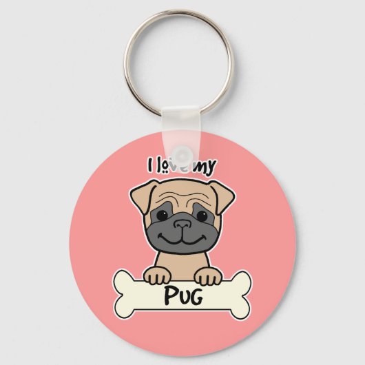Ik hou van mijn pug sleutelhanger (Voorkant)