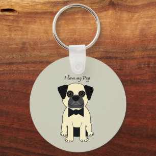 Ik hou van mijn Pug Sleutelhanger