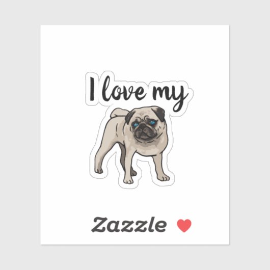 Ik hou van mijn pug sticker (Vel)