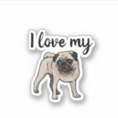 Ik hou van mijn pug sticker (Voorkant)