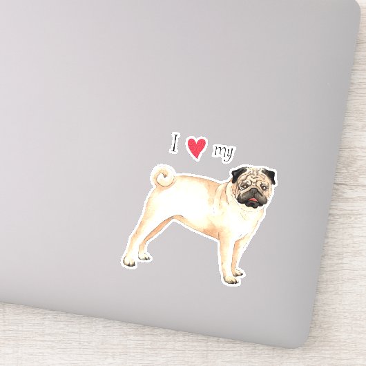 Ik hou van mijn Pug Vinyl Sticker (Detail)