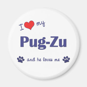 Ik hou van mijn pug-zu (mannenhond) magneet