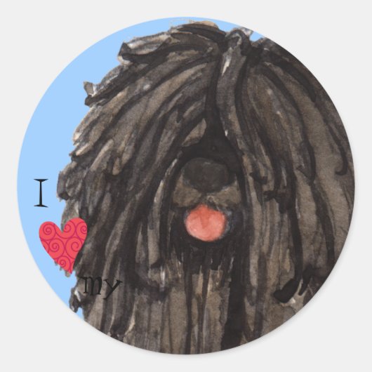 Ik hou van mijn Puli Ronde Sticker (Voorkant)