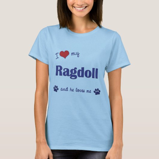 Ik hou van mijn ragdoll (mannenkat) t-shirt (Voorkant)