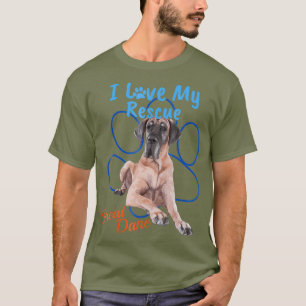 Ik hou van mijn redding Grote Deen Cool geadopteer T-shirt